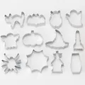 Set di 12 formine per biscotti di Halloween in acciaio inossidabile per la pasticceria - Halloween in Busta (12 Pezzi) / Argento