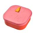 Portable silicone lunch box with cute embossed panda and bamboo shoot 3D design - Square / Red