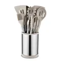 12-piece khaki silicone kitchen utensil set with rotating stainless steel holder - 12pcs Set / Khaki