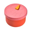 Portable pink silicone lunch box with cute panda design and bamboo shoot lid accent - Round / Red