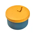Portable round blue silicone lunch box with yellow lid featuring a cute 3D panda design - Round / Yellow
