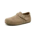Mocasines clásicos de gamuza marrón estilo Birkenstock con cuña interna y hebilla - 38 / Estilo Birkenstock (Cuña Oculta 3cm) / Gris