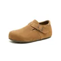 Zuecos estilo Birkenstock de ante marrón para mujer con correa de hebilla ajustable. - 38 / Estilo Birkenstock (Cuña Oculta 3cm) / Castaño