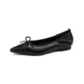 Eleganti ballerine nere a punta con un delicato dettaglio a fiocco ideale per donna - 35 / Nero