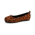 Elegantes bailarinas de mujer con estampado de leopardo, punta redonda y lazo suave - 35 / Estampado de leopardo
