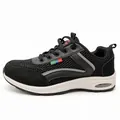 Men's breathable mesh air cushion sneakers for walking and casual sports, black color - 39 / Black and White