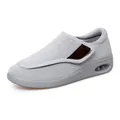 Chaussures de marche grises légères et larges pour seniors avec coussin d'air et velcro - 35 / Gris
