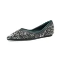 Eleganti ballerine a punta con strass verdi e argento luccicanti. - Verde