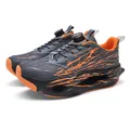 Grey and orange cushioned athletic running shoes featuring a modern quick-lace dial system - 35 / Grey Rock Orange