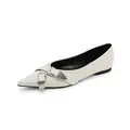 Elegantes bailarinas blancas de punta con hebillas vintage plateadas para mujer - 35 / Albaricoque