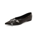 Bailarinas elegantes marrón oscuro de punta con hebillas plateadas para uso diario - 35 / Marrón