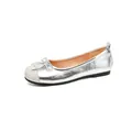 Elegantes bailarinas plateadas para mujer con suela plana suave y detalle de lazo - 38 / Plateado