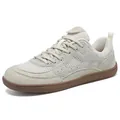 Lightweight beige breathable mesh men's casual sports sneakers with wide toe design - 35 / Beige