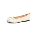 Bailarinas blanco roto elegantes con puntera de purpurina plateada y lazo decorativo - 38 / Albaricoque