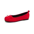 Elegantes bailarinas de ante rojo para mujer con detalle de lazo y suela plana - 35 / Rojo