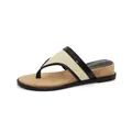 Women's stylish retro wedge thong sandals with woven texture detail in tan and black - 35 / Black