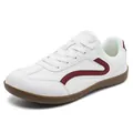 Men's retro white sneakers with maroon stripe design and durable gum rubber sole - 36 / White