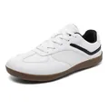 White leather GAT sneakers for men with brown gum sole and black accents for casual wear - 39 / White Black