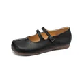 Zapatos Mary Jane negros con diseño de costura tabi y doble correa ajustable elegante - 35 / Negro