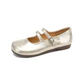 Zapatos planos Mary Jane dorados metalizados con punta dividida y correa ajustable - 35 / Champán