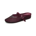 Elegant burgundy mesh mule slippers with sparkly rhinestones and Mary Jane strap - 41 / Wine Red (Mules)