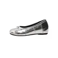 Elegant silver metallic split-toe Tabi ballet flats with soft sole and delicate bow detail - 34 / Silver