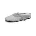 Silver rhinestone mesh Mary Jane mule with buckle strap and hidden height-increasing sole - 41 / Silver (Mule)