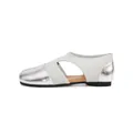 Vintage silver split-toe Tabi Mary Jane flats with hollow-out design for women. - 35 / Silver (980-1)