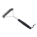 12-inch triangular BBQ grill cleaning brush with wire bristles and black handle - Gray