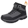 Men's warm waterproof winter hiking snow boot with gray fleece lining and lugged sole - 37 / High-top Outdoor Boots (A7065) / Gray