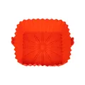 Hitzebeständige quadratische orangefarbene Silikon-Heißluftfritteuse-Einlage mit Griffen - Rot Groß 21cm