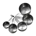 Set of 5 stainless steel measuring cups with engraved scales for precise baking measurements - 5pcs Measuring Cups Set