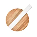 Nordic marble and acacia wood serving board with handle for cheese and bread - Round With Handle Style (0056) / Large 26cm