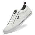 Scarpe casual da uomo bianche classiche con dettagli traforati e linguetta marrone - 38 / Grigio biancastro