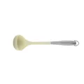 Creamy white silicone soup ladle with ergonomic stainless steel handle and hanging loop - Soup Spoon / Cream