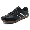 Classic black men's GAT style sneakers with white stripes and gum sole - 39 / Black and White