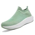 Light green breathable knit slip-on sneaker for casual walking and outdoor use - 36 / Green