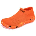 Bright orange breathable knit sock shoes perfect for water sports and yoga fitness training - 35 / Orange