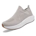 Breathable and lightweight light grey knit slip-on sneakers for casual daily walking - 36 / Beige