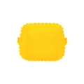 Bright yellow square silicone air fryer liner with wavy edges and side handles. - S / Yellow