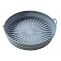 Panier de friteuse à air pliable en silicone gris avec poignées et base résistante à chaleur - L / Rond / Gris foncé