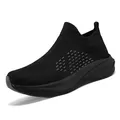 Comfortable breathable black mesh slip-on walking sneakers for men and women on white - 36 / All Black