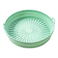 Panier de friteuse à air en silicone pliable vert menthe avec poignées et fond rainuré - S / Rond / Vert