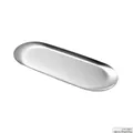 Minimalist oval stainless steel tray silver finish 11.8x30cm for jewelry or dining use - Large Oval Silver
