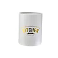 Bote de almacenamiento de cocina cilíndrico blanco minimalista con elegante texto dorado - Contenedor de almacenamiento