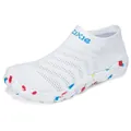 Professional breathable white knit yoga shoes featuring colorful paint splash rubber soles - 35 / White