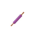Purple food-grade silicone rolling pin with ergonomic wooden handles - 31cm / Purple