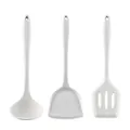 Ensemble d'ustensiles de cuisine en silicone blanc avec louche et spatules - Ensemble trois pièces