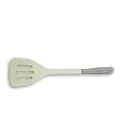 Heat-resistant cream silicone slotted turner with a durable stainless steel handle - Slotted Spatula / White