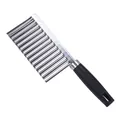 Stainless steel wavy blade potato crinkle cutter with ergonomic black handle for kitchen - Black